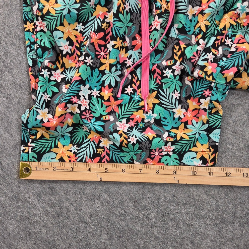 Chubbies Swim Trunks Mens Small Black Green Toucan Tropical Floral Print 5.5 In - Picture 9 of 9